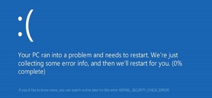 Kernel Security Error - Kernel Security Check Failure 