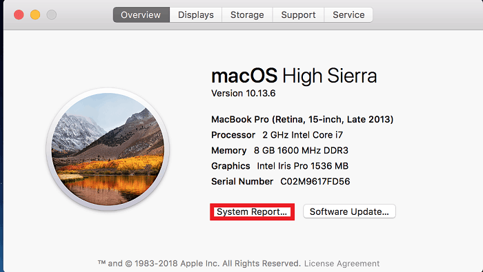 System Report - Service Battery MacBook 