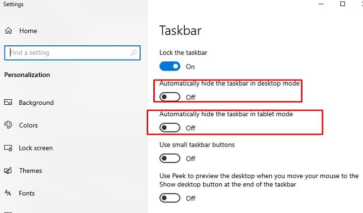 Taskbar Options