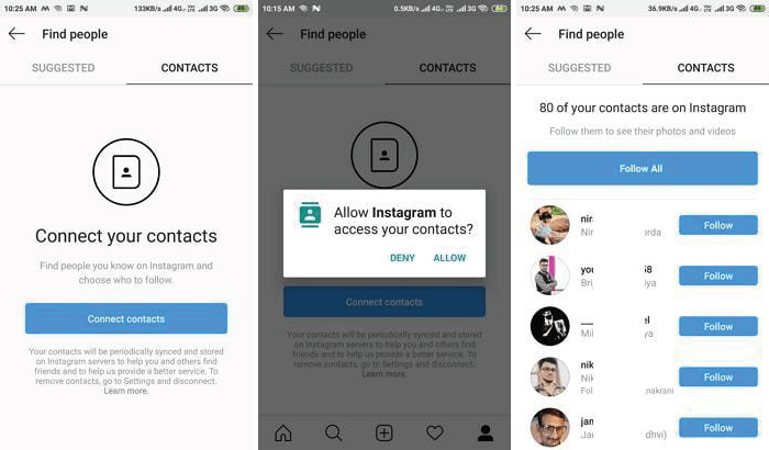 How to search for someone using phone numbers on INSTAGRAM?