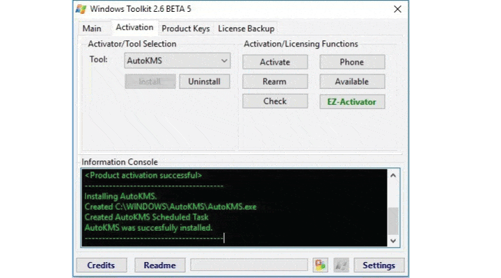 Successful Activation - Microsoft Toolkit