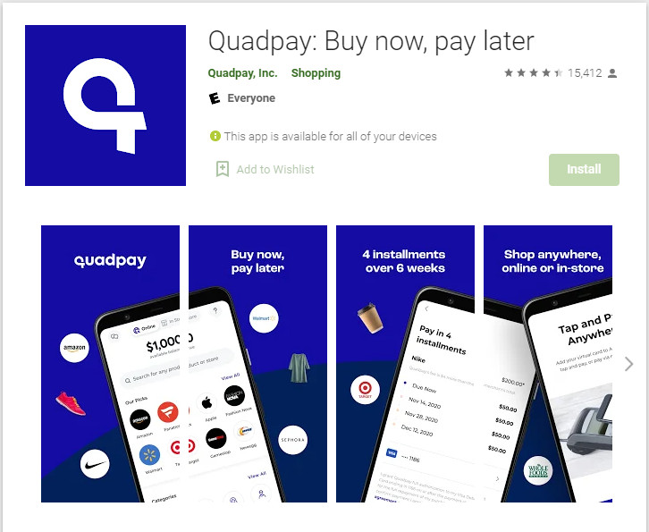 Quadpay - Apps like Klarna