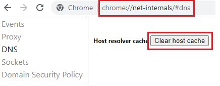 chrome clear host cache