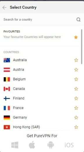 purevpn extension select country