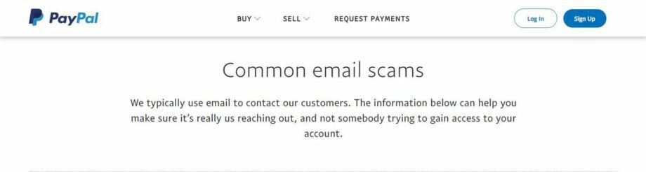 common paypal email scams