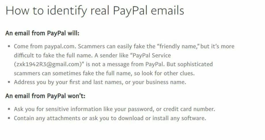 identify real paypal emails