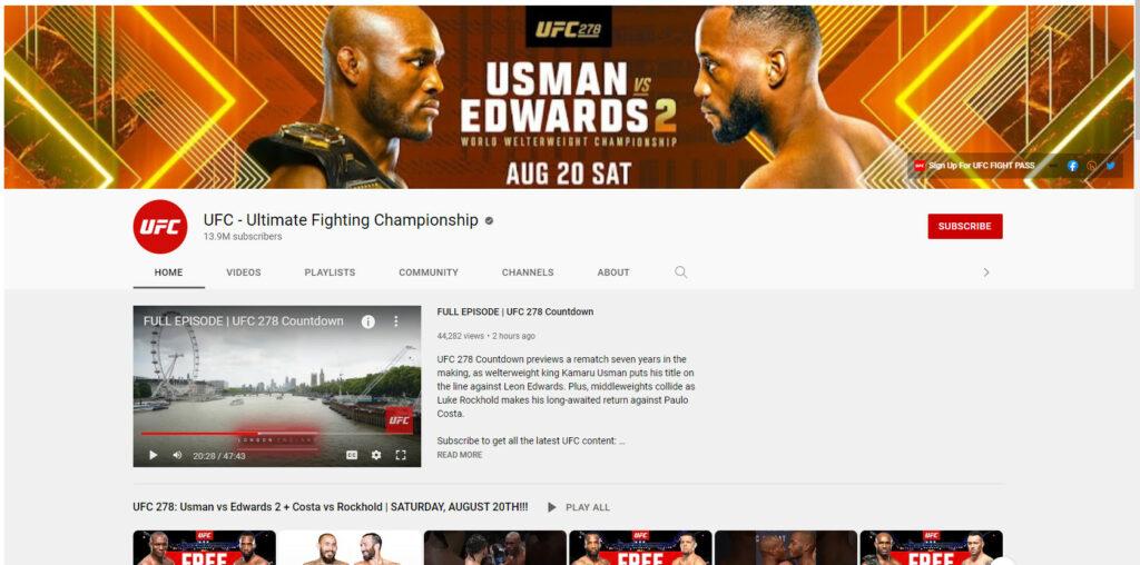 youtube ufc channel