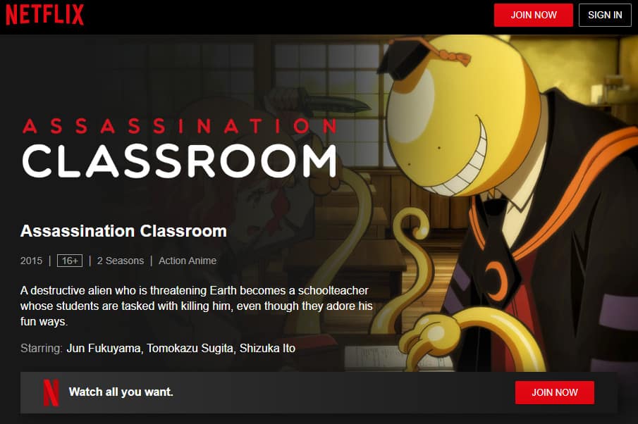 assassination classroom netflix
